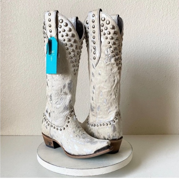 LANE White “Silver Charo” Wild Hair Bridal Western Wedding Boots GORGEOUS Sz 7.5 - Picture 11 of 14